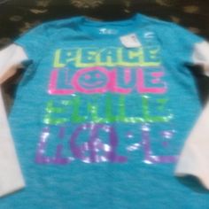 Size 8 Long Sleeve Girls Shirt Playful Blue Top With Letter Print, Blue Long Sleeve T-shirt For School, Cute Long Sleeve T-shirt For School, Playful Long Sleeve Blue T-shirt, Cute Long Sleeve Blue Tops, Blue Letter Print Top For School, Blue Letter Print Tops For School, Fun Blue Long Sleeve T-shirt, Blue Long Sleeve Playful Top