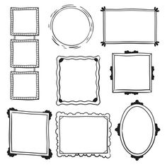 a set of hand drawn frames for photos or text, with scalloped edges