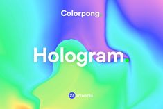 the words hologgramm are in white letters on a multicolored background