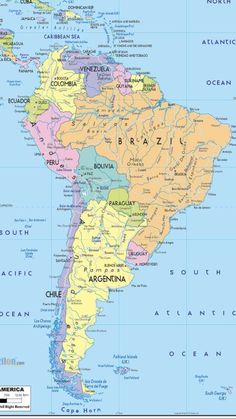 a map of south america with all the major cities