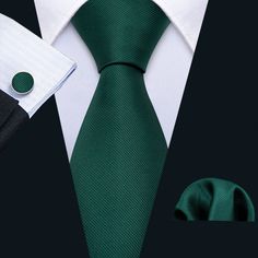 Barry Wang Emerald green Tie Silk Mens Tie Pocket Square Cufflinks Set Mens Wedding Ties, Pocket Square Size, Men Tie, Necktie Set, Mens Silk Ties, Gold Glam, Collar Pins, Orange Wedding, Cufflink Set