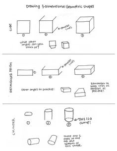 the diagram shows how to draw different shapes and sizes for an object that looks like a cube