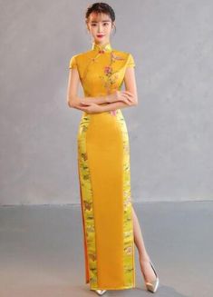 ad eBay - Find many great new & used options and get the best deals for Elegant Mandarin Collar PANKOU Flowers embroidery Cheongsam Chinese Style Gown at the best online prices at eBay! Free shipping for many products! Fitted Gown With Floral Embroidery And Short Sleeves, Embroidered Fitted Gown For Spring, Fitted Embroidered Gown For Spring, Fitted Full-length Ceremony Dress, Embroidered Cheongsam For Formal Occasions, Traditional Embroidered Gown For Banquet, Traditional Embroidered Gown For Banquets, Embroidered Cheongsam For Ceremonies, Traditional Spring Gown With Embroidery