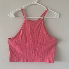 Size Medium, Bright Pink, Cropped Halter Tank From H&M. Worn Once For A Halloween Costume; Practically Brand New. Would Pair Nice With Shorts Or Under Overalls For A Cute Summer Look! Pink Sleeveless Crop Top For Loungewear, Casual Pink H&m Top, H&m Casual Pink Tops, H&m Fitted Cami Tank Top, H&m Fitted Cami Top, H&m Casual Cami Tank Top, Casual H&m Cami Tank Top, H&m Pink Sleeveless Top, H&m Spring Cami Tops