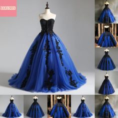 Blue Corset Dress For Wedding And Prom Season, Blue Corset Dress For Prom Season, Blue Strapless Corset Dress For Wedding, Black Dress For Debutante Ball, Black Sleeveless Dress For Debutante Ball, Black Strapless Dress For Debutante Ball, Black And Blue Wedding Dress, Black Lace Wedding Dress, Black Lace Wedding