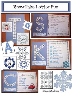 the snowflake letter fun book is shown with pictures and instructions to make it