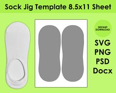 sock jig template 8x1 sheet - instant png, psd and docx