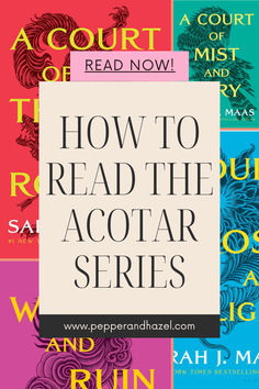 the cover of how to read the acotar series, with four different books