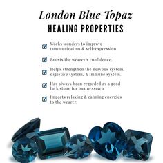 the london blue topazs are being displayed in front of an advertisement for their company