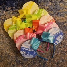 Check out my NEW, COLORFUL, Tie-Dye Minnie Ears https://etsy.me/2JZ9Fa7 #accessories #hair #headband #tiedye #minnie #ears #disney #parks #colorful Ribbon Slides, Disney Parks, Tie Dye, Dye