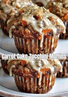 carrot cake zucchini muffins on a plate