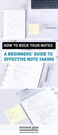 a notebook with the title how to rock your notes a beginner's guide to effective note taking