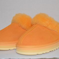 Brand New With Out Of Box Slippers. Never Used Orange Uggs, Orange Slippers, Yellow Slippers, Shoes Ugg, Orange And Yellow, Womens Uggs, Ugg Shoes, Color Orange, Slippers