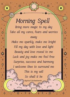 Morning Spell Ritual, Morning Spells Wicca, Spell For Good Energy, Good Day Spell, Spells For Change, Good Vibes Spell, Spell For A Good Day, Positive Energy Spell, Simple Attraction Spell