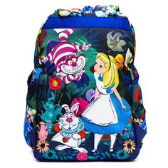 WondaPop Disney Nylon Backpacks are known for their whimsical Disney prints and designs. This beautiful, colorful backpack features bright lifelikeimages of Alice in Wonderlandincluding appearances from the Mad Hatter, the Cheshire Cat and the White Rabbit. The bag hasfabric straps for putting pins on. Multicolor Backpack For Theme Park, Disney Multicolor Backpack For Theme Park, Multicolor Disney Backpack For Theme Park, Themed Multicolor Backpack For Theme Park, Multicolor Disney Standard Backpack, Cute Multicolor Backpack For Disney Trips, Multicolor Character Print Travel Bag, Back To School Backpack For Theme Park, Multicolor Character Print Backpack