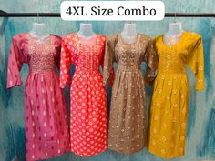 *Pick Any 4 @ Rs 2250/- Free Shipping* 
*Plus Size Blended Cotton/Rayon Long Umbrella Kurtis* . *Work* : Sequence &  Embroidered. *Size: 4XL 48in* *Length* 48in. *Any 1 Price : Rs 610/- Only* . Shipping charges Extra Rs 50 for Tamilnadu. Rs 80 For Otherstates. Payment Mode Gpay. Long Umbrella, Umbrella, Plus Size, Free Shipping