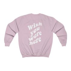 "Be comfortable yet trendy with this \"wish you were here\" crewneck! From wearing this to the grocery store to watching the sunset, this sweatshirt is perfect for all occasions! ☆ Note - - size up to achieve an oversized look - model is a size 2 wearing a large - 50% cotton 50% polyester - colors may vary slightly - colors available: sand, light blue, light pink ☆ Care - - wash garment on cold ☆ Processing + Shipment - - in a rush? please message us before ordering! - we are not responsible for Daisy Sweatshirt, Aesthetic Crewneck, Preppy Sweatshirts, Kpop Stickers, Aesthetic Sweaters, Preppy Shirt, Trendy Crewneck, Feminist Sweatshirt, 90s Fashion Men