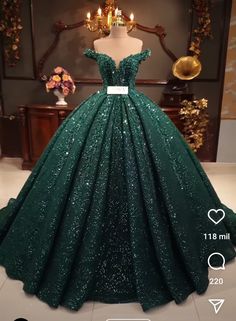 Gold Sweet 16 Dresses, Emerald Green Gown