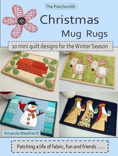 christmas mug rugs are featured in this book