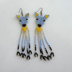 New With Tags. Beautiful Artisan Work Handmade Artisan Blue Beaded Earrings, Unique Blue Beaded Earrings As Gift, Unique Blue Beaded Earrings For Gift, Artisan Blue Beaded Earrings As Gift, Adjustable Blue Earrings With Black Beads, Blue Dangle Earrings With Black Beads, Artisan Blue Round Beaded Earrings, Blue Large Beads Dangle Earrings, Blue Large Beaded Dangle Earrings