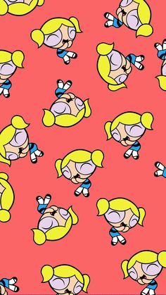 an image of cartoon characters on pink background