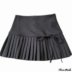 Olivia Mark - Elegant High-Waisted Pleated Skirt with Belt Design Half-Skirt Pleated Skirt With Belt, Grey Pleated Skirt, Skirt With Belt, High Waisted Pleated Skirt, A Line Shorts, Half Skirt, Belt Design, Elegant Skirt, Ruffle Mini Dress