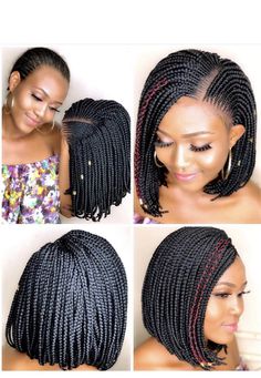 Braided Bob, Cornrow Wig, Braided Side, Senegalese Twist Braids, Braids Pictures, Blonde Box Braids, Short Box Braids, Kanekalon Hairstyles, Bob Braids