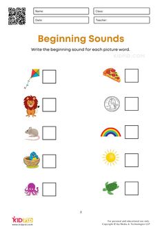 the beginning sound worksheet for children to learn how to read and understand sounds