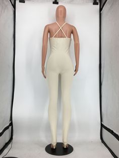 Knitted Spaghetti Strap Open Back Skinny Jumpsuit Suspender Jumpsuit, Flat Pant, Bodycon Fashion, Fashion Flats, Hip Length, 1 Million, Open Back, Sleeve Styles, Jumpsuit Romper