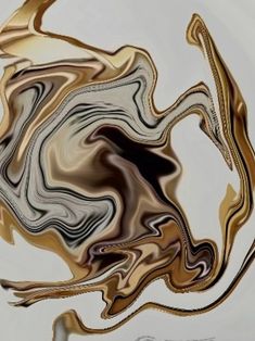 an abstract painting with gold and black colors