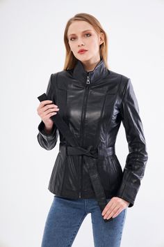 BLACK Genuine Leather Jacket , Our products are 100% genuine leather; It is produced in master hands with quality materials and delicate hand workmanship. Elegant Leather Biker Jacket For Winter, Elegant Black Leather Outerwear, Leather Biker Jacket For Business, Elegant Black Leather Biker Jacket, Lamb Leather Jacket, Black Leather Biker Jacket, Womens Jackets, Genuine Leather Jackets, Coat Black