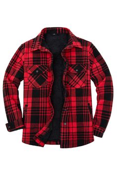 It's an irresistible experience. Lumberjack tough on the outside, buttery-soft sherpa on the inside. cotton blend flannel(9 oz),100% polyester sherpa lining. Made with soft and heavy duty brushed cotton shell, plus toasty Sherpa fleece throughout the whole body for added warmth and unbeatably cozy. Full Snap Button Front Jacket with a curved hemline offering an alluring look,two chest pockets,two handy pockets Plus One inside pockets,snap buttoned cuffs. Winter Cotton Shacket With Buttons, Cotton Shacket With Buttons For Winter, Winter Plaid Collared Shacket, Winter Cotton Shacket With Button Closure, Winter Flannel Shacket For Outdoors, Collared Plaid Shacket With Snap Buttons, Plaid Flannel Shacket For Winter, Plaid Collared Shacket With Snap Buttons, Winter Outdoor Flannel Shacket