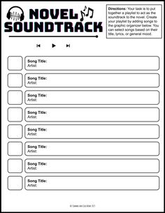 the movie sound track worksheet is shown in black and white, with an image of