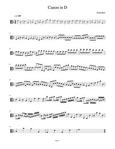 the music sheet for canon in d