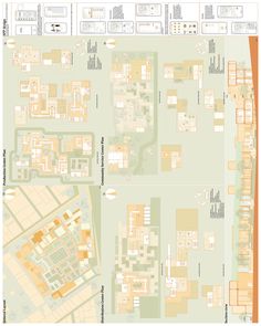 a map of the city with buildings and streets