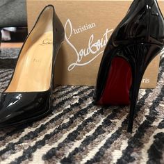 I Am Selling My Basically Brand New Christian Louboutin Pigalle 100 Black Patent Leather Pumps. They Are Size 41 Which Fits Around A 9 1/2 Us They Have Been Worn Maybe A Dozen Times And There Is Minimal Marking As Noted In The Pictures. Luxury Black Heels With Red Sole, Black Heels With Branded Heel Counter For Galas, Black Heels For Galas With Branded Heel Counter, Luxury Black Heels For Formal Occasions, Luxury Black Heels For Business, Luxury Black Business Heels, Luxury Black Heels For Galas, Designer Black Heels For Business, Louboutin Red Bottoms