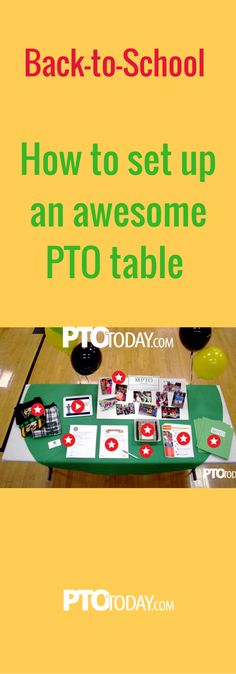 the back to school table is set up with pictures on it and text that reads how to set up an awesome pro table