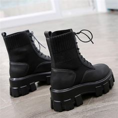 Boot Type: Motorcycle bootsLining Material: Cotton FabricShaft Material: Cotton FabricToe Shape: Round ToeSeason: Spring/AutumnHeel Height: Flat (≤1cm)With Platforms: YesClosure Type: Lace-UpFit: Fits true to size, take your normal size Black Knee-high Lace-up Boots For Winter, Casual Mid-calf Platform Boots For Fall, Black Knee-high Martin Boots For Winter, Fall High Ankle Platform Boots For Outdoor, Fall Season High Ankle Platform Boots, High Ankle Platform Boots For Fall Outdoor Activities, Black Mid-calf Platform Boots For Winter, Black Mid-calf Boots For Fall, Casual Black Mid-calf Martin Boots