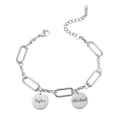 •Lovely Design: Beautiful and lovely dainty bracelet with round custom names charm. Soft and warm. •Material: This bracelet is made of high quality stainless steel which is safe for sensitive skin, Nickel-free, Lead-free, Cadmium-free, Hypoallergenic and can be worn all day long. •Customizable: You can customize multiple round charms, and you can customize the names of family members or close people, or meaningful words on the top. The round charms are connected with a large cross chain, which i Round Bracelet, Family Names, Dainty Bracelet, Cross Chain, Name Jewelry, Dainty Bracelets, Female Friends, Meaningful Words, Custom Bracelets