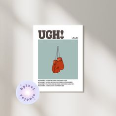 a magazine with an image of a pair of boxing gloves hanging from it's side