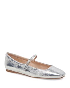 Dolce Vita Women's Reyes Slip On Mary Jane Ballet Flats Silver Ballerina Flats, Silver Ballet Flats, Mary Jane Ballet Flats, Flat Dress Shoes, Flats Online, Silver Flats, Mary Jane Flats, Ballerina Flats, Distressed Leather