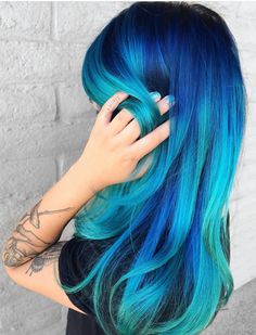 Ocean Blue Hair, Blue And Green Hair, Blue Hair Dye, Ocean Hair, Dyed Hair Blue, Blue Ombre Hair, Brown Ombre Hair, Vivid Hair Color, Fairy Hair