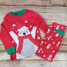 Christmas Pajamas Polar Bear Red Green New In Package.These Are Adorable. Perfect For Christmas Morning. From A Smoke And Pet Free Home Size 5 Unisex Playful Red Sleepwear For Pajama Party, Red Christmas Pajama Party Set, Playful Red Loungewear Sets, Playful Red Sleepwear For Sleepover, Playful Red Sleepwear For Sleepovers, Playful Red Sleep Sets, Red Playful Sleepwear Sets, Playful Red Sleepwear Sets, Red Christmas Pajama Party Sleepwear