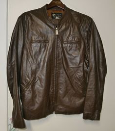 Vintage brown genuine leather jacket by Lloyds of Leather.  Very good condition save for a repair which is needed at the bottom of the left pocket.  Ideal brand brass zippers all around including the cuffs. All zippers function properly.   Cuffs are in excellent condition.  Very nice overall for an old jacket.  Pit to pit measures 20".   Sleeve length is 34.5".   Shoulder seam to shoulder seam is 19". Retro Brown Biker Jacket With Pockets, Vintage Brown Biker Jacket With Pockets, Old Jacket, Leather Jacket Brown, Genuine Leather Jackets, Swaggy Outfits, Tokio Hotel, Brown Leather Jacket, Vintage Brown