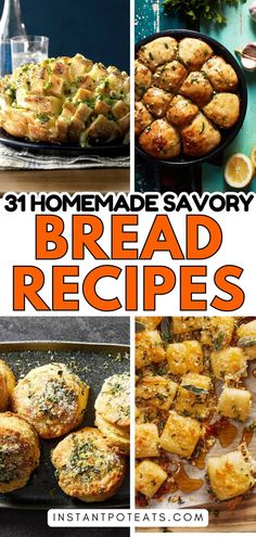 Elevate your bread game with these 31 easy savory bread recipes! Perfect for adding a flavorful twist to your meals, from herbed loaves to cheesy creations. #SavoryBreads #EasyBaking #BreadIdeas Bread To Go With Soup, Yummy Bread Recipes, Savory Quick Bread Recipes, Savory Bread Recipes, Soft Flatbread Recipe, Parmesan Bread Bites, Pumpkin Spice Banana Bread, Homemade Honey Butter, Party Bread