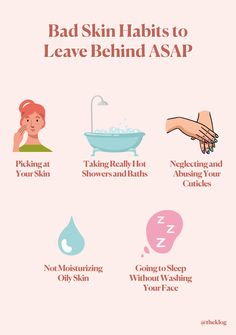 Bad Skin Habits, Bad Skincare Habits, Skin Care Instagram Post Ideas, Monat Templates, Facials Quotes, Dermatologist Skin Care, Skin Quotes, Esthetician Quotes