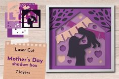 paper cut mother's day shadow box for 7 layer card making kit with instructions