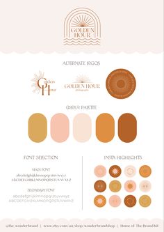 Boho logo design kit. Earthy colour palette. Sunburst, arch and sun ray illustration. Logo Design Inspiration Color, Modern Illustration Art, Boho Colours, Photography Brand Colors, Boho Card Design, Boho Colour Palette Bohemian, Branding Kit Logo Design, Bohemian Colour Palette, Branding Inspo Graphic Design