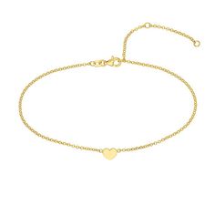 A sweet way to dress up your ankle, this 14k gold ankle bracelet features a polished heart that sits on a diamond cut rolo chain. The anklet has three length options - 8 in., 9 in. or 10 in., which makes it wearable for almost everyone. Its lobster claw clasp will keep it in place while still allowing for comfort. A sweet way to dress up your ankle, this 14k gold ankle bracelet features a polished heart that sits on a diamond cut rolo chain. The anklet has three length options - 8 in., 9 in. or Elegant Heart Charm Anklets For Valentine's Day, Elegant Gold Anklets With Heart Charm, Ankle Bracelet, Chain Anklet, Anklet Jewelry, Rolo Chain, Ankle Bracelets, Gold Heart, Heart Of Gold