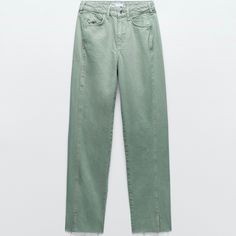 Nwt Brand New. Sea Foam Green Color. Straight Fit. Super High Rise. Straight Leg. Long Length. Rigid. Size 27 Or 4 Sea Green, Metal Buttons, Sea Foam, High Jeans, Long Length, Recycled Cotton, High Waist Jeans, Straight Jeans, Grey Jean